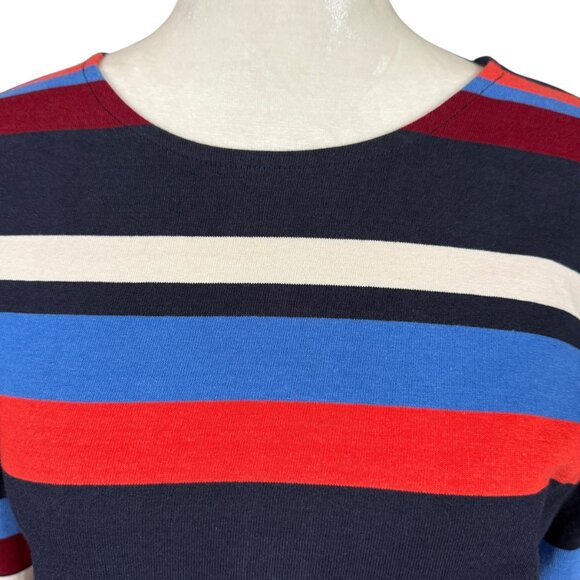 J. Crew multi color striped long sleeve stretchy pullover zip back top size M - Picture 5 of 9